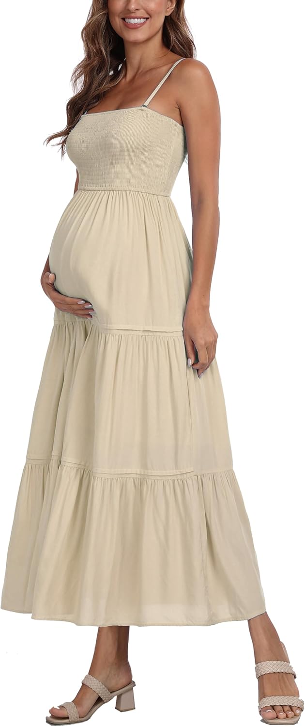 Maternity Casual Summer Maxi Dress with Removed Strap, Stapless Bohemian Beach Long Photoshoot/Baby Shower Dresses - Image 4