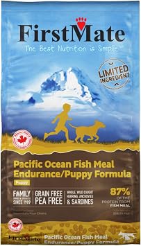 FirstMate Pet Foods Dry Dog Food Limited Ingredient Pacific Ocean Fish Meal Endurance/Puppy Formula Grain Free Single Protein High-Calorie Recipe for Puppies & Active Dogs 5 lb Bag