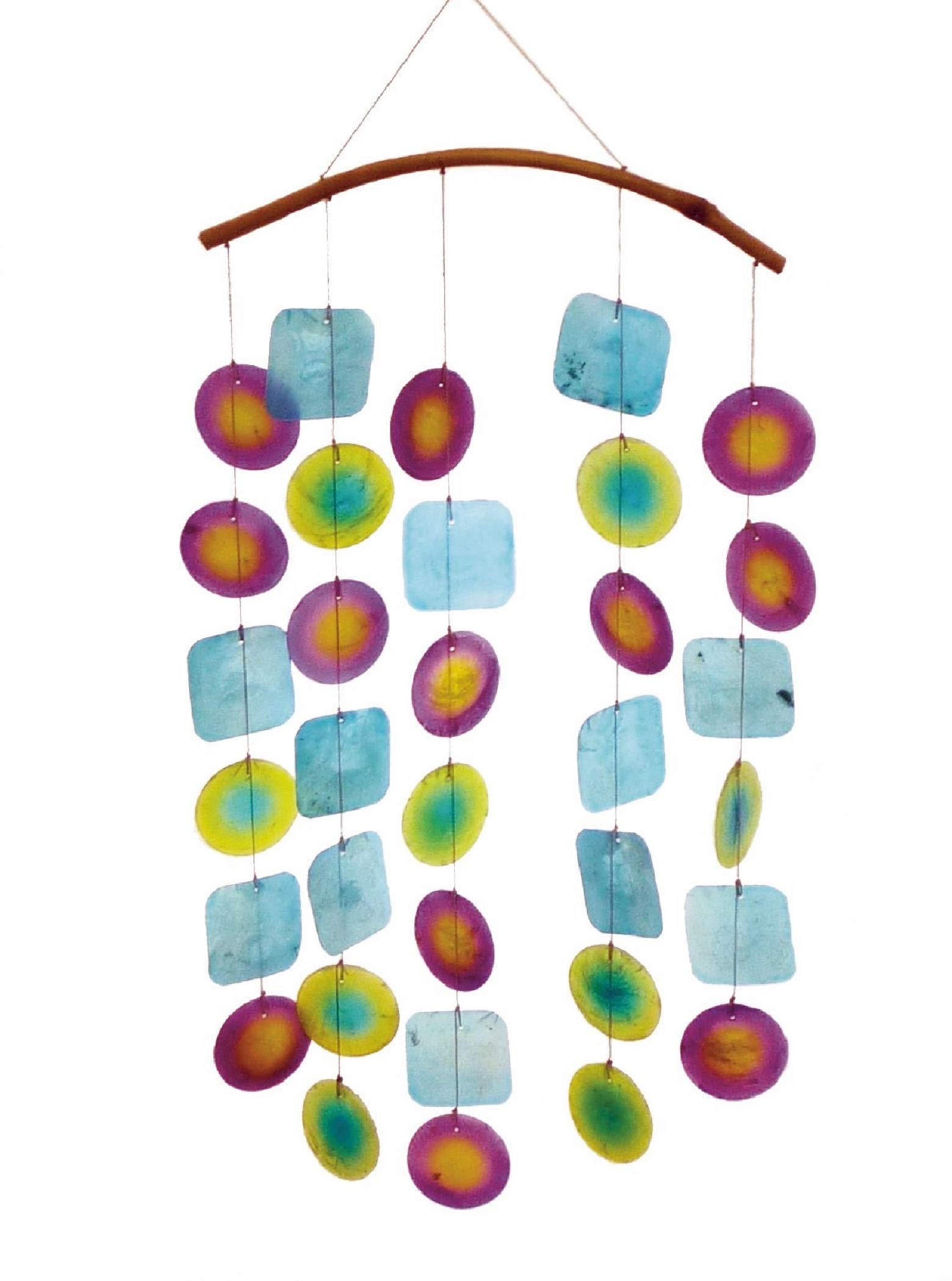 My Family House Capiz Shell Wind Chime Patio Garden Decor Window Suncatcher Ideal Windows Balconies Multicoloured