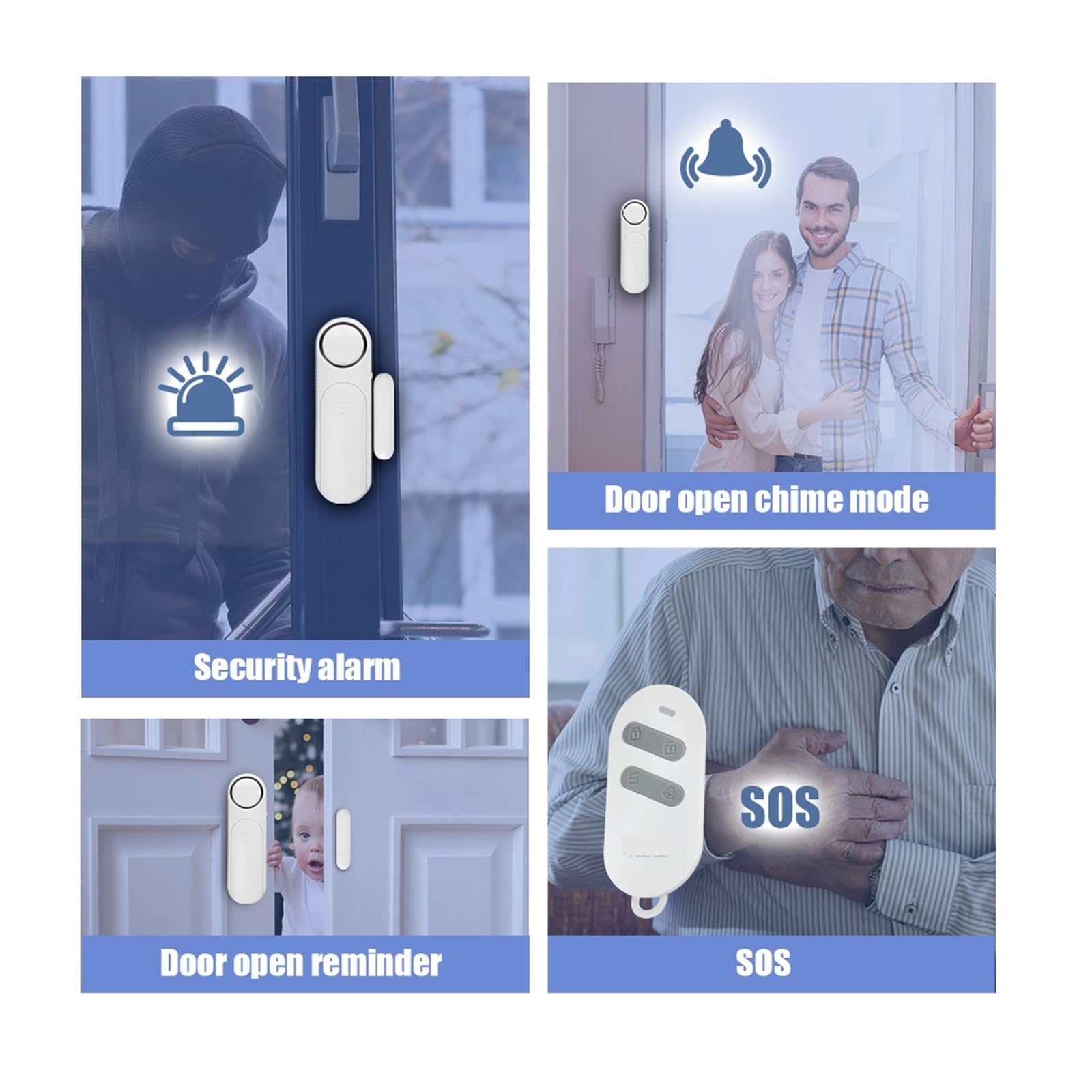 Sistema de alarma Alarma inalámbrica con Sensor magnético for puerta y ventana, 120dB, antirrobo, 300 pies, detectores de Control remoto, sistema de alarma de seguridad for el hogar Tasa cero de falso