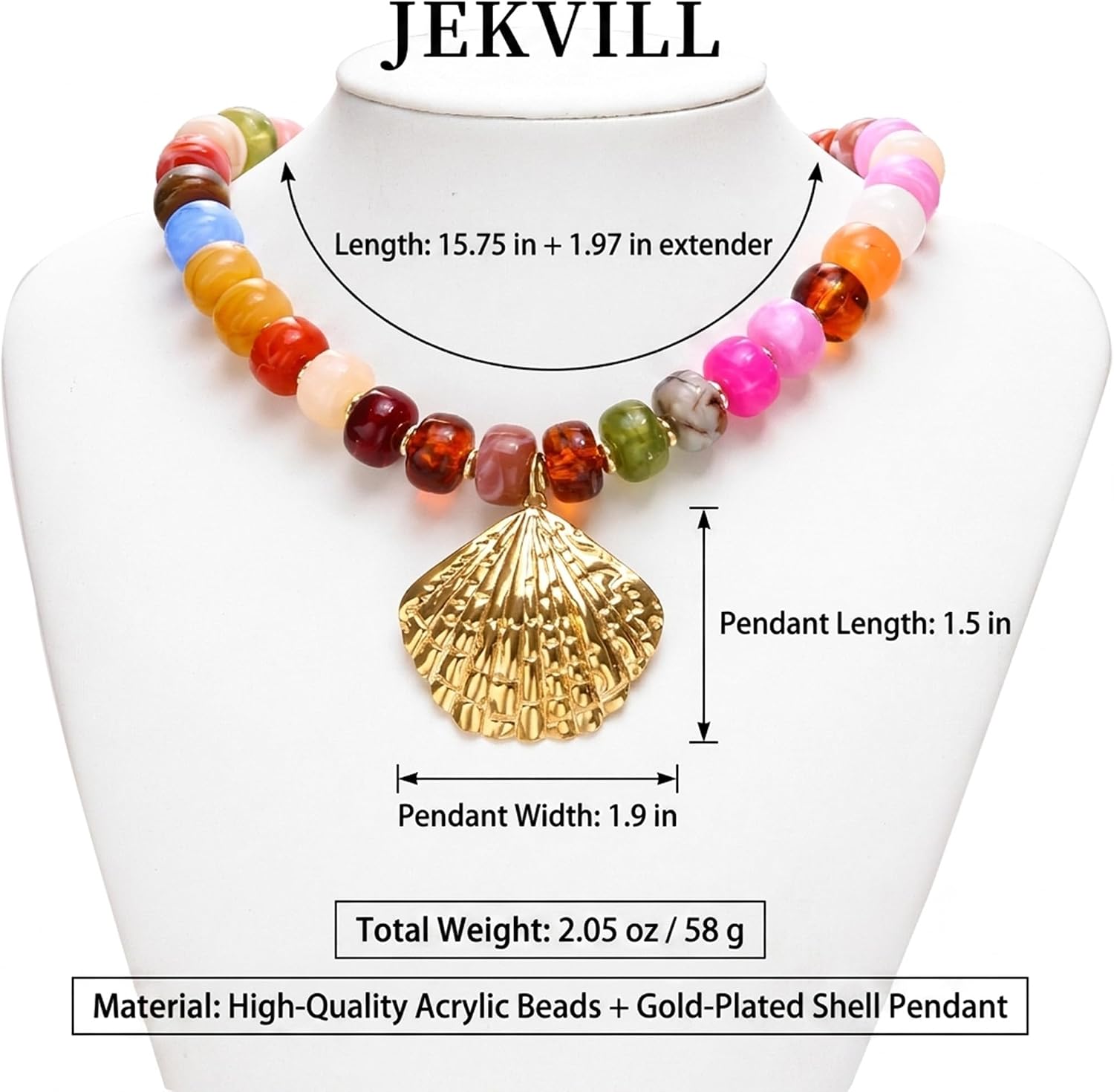 Chunky Beaded Necklaces for Women Fashionable Boho Beaded Necklace Summer beach shell Necklace statement necklaces Perfect for everyday wear beach vacations and parties; A Great Gift for your Girlfriend, Mother, or Friends.