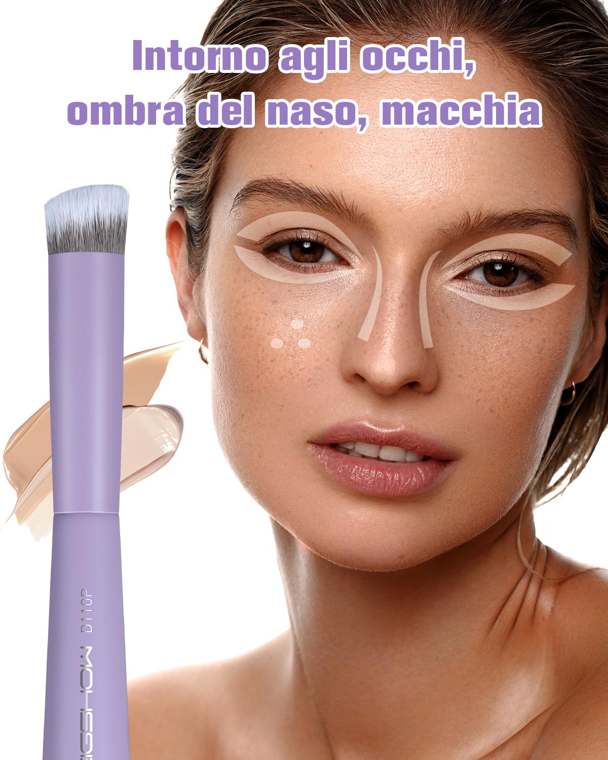 EIGSHOW Pennello per fondotinta e correttore, pennello da trucco a doppia estremità per fondotinta, correttore, pennello da trucco sintetico 2 in 1 di alta qualità per polvere liquida, crema (D110P)