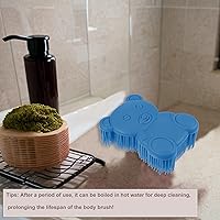 Vista 6 de VOCOSTE Cepillo corporal de silicona suave, cepillos sensoriales, esponja de silicona, cepillo de ducha para mascotas, cepillo de baño, azul profundo