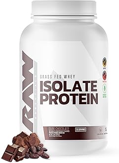 Whey Isolate Protein Powder, Dark Chocolate - 100% Grass-Fed Sports Nutrition Whey Protein Powder for Muscle Growth & Recovery - Low-Fat, Low Carb, Naturally Flavored & Sweetened - 25 Servings