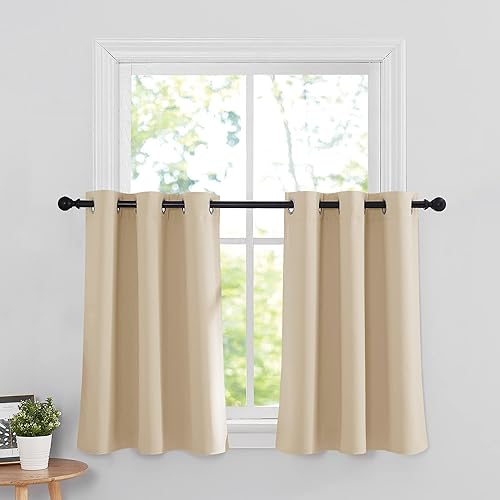 Miniatura 190 de RYB HOME Juego de 2 paneles de cortinas opacas grises de 63 pulgadas de largo, cortinas sólidas resistentes para oscurecer la habitación