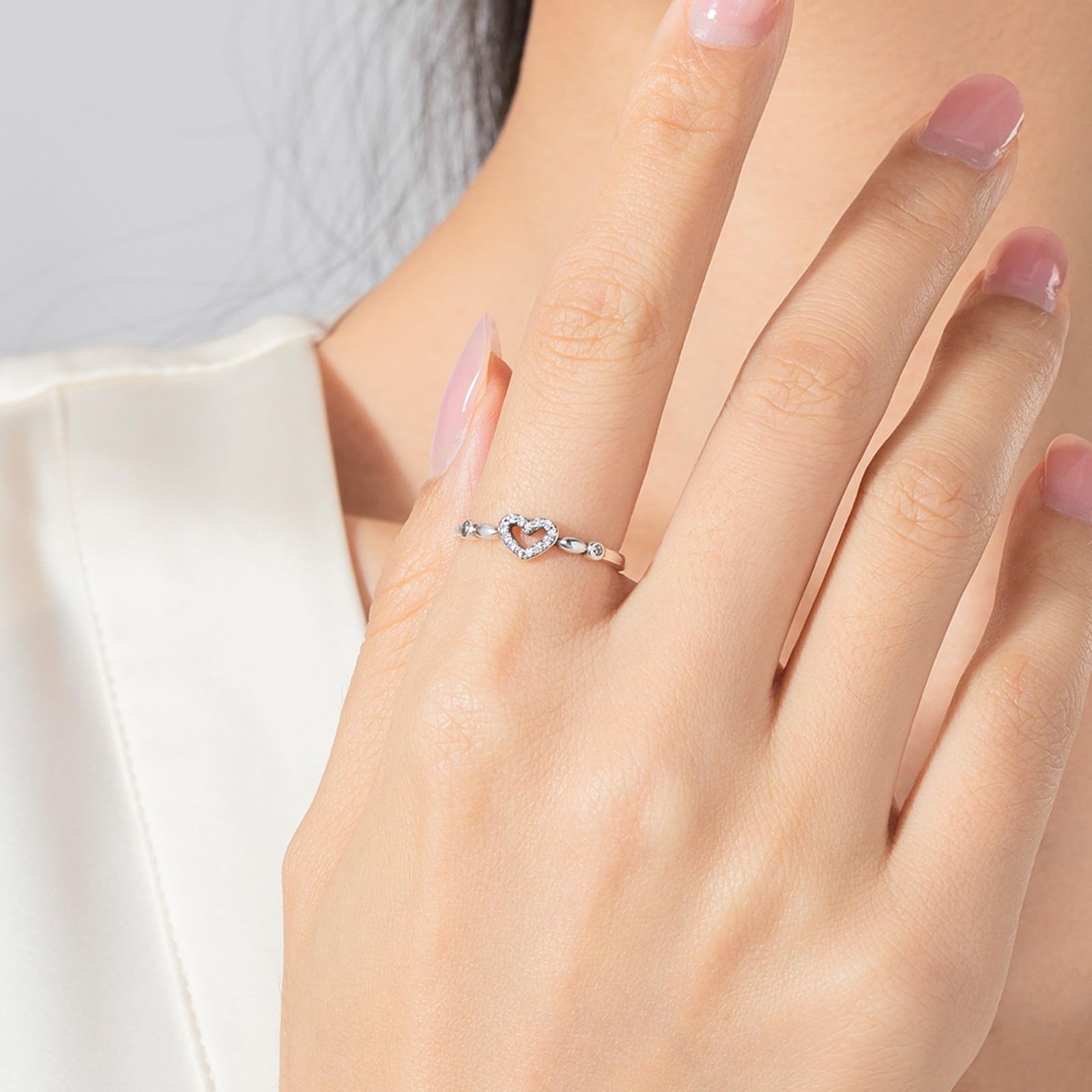 Anillos de boda para mujer con corazón de oro blanco de 9 K/14 K, anillos de boda, moissanita, oro auténtico, anillo de boda para mujeres