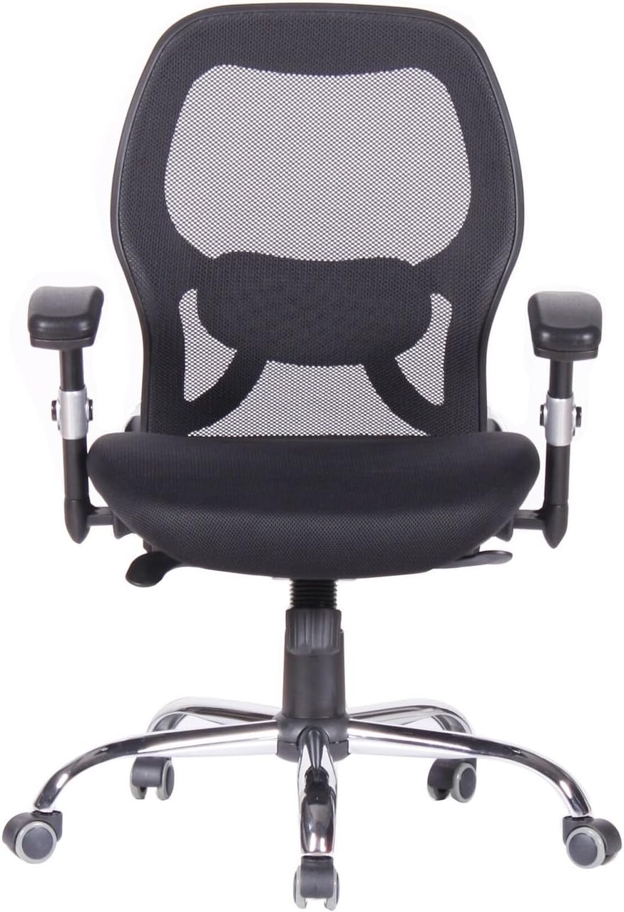 Magtec Mid-Back Office Chair with Breathable Mesh, Padded Height Adjustable Arms, Synchronic Mechanism, Black