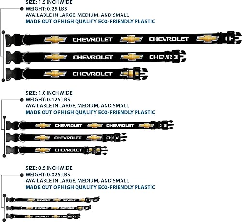 Miniatura 3 de Buckle-Down Collar de perro Clip de plástico Chevrolet Bowtie Negro Oro Blanco 8 a 12 pulgadas 0.5 pulgadas de ancho, PC-WCH007-NM