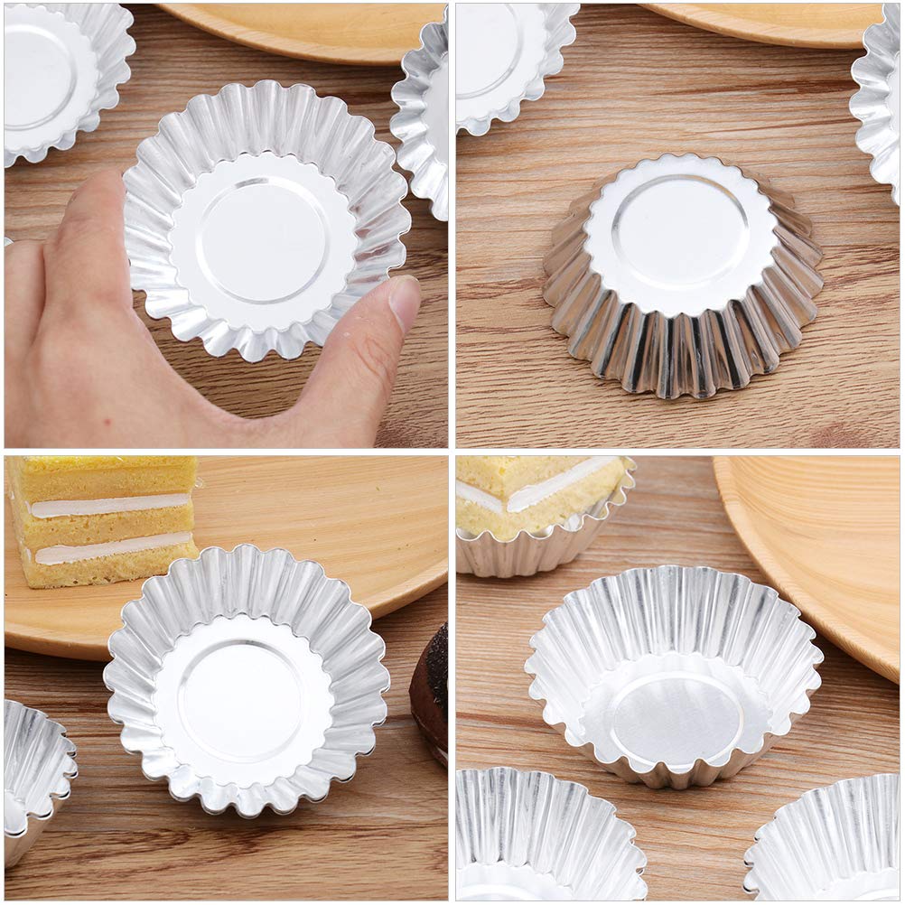 100 Piezas Cupcake Forrado Tarta De Huevo Taza para Hornear Magdalenas Moldes De Tarta Envoltorios De Cupcakes Horneado De Muffins Lata De Tarta Bandeja Ronda Aleación De Aluminio.