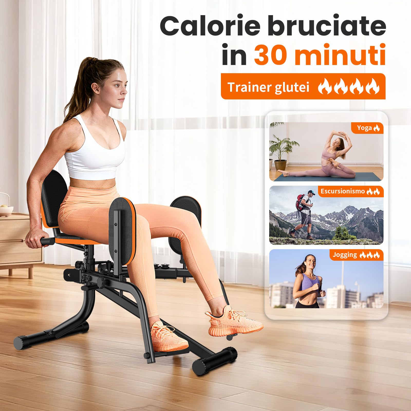 HXD-ERGO Macchina per Abduzione dell’Anca per Casa, Glute Trainer con Resistenza Regolabile, Attrezzo per Allenamento Glutei e Cosce, Compatta