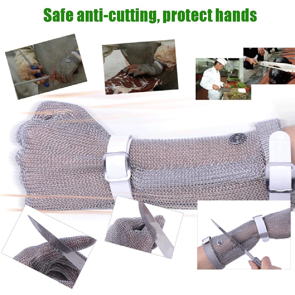 Guantes Resistentes al Corte de Metal alargados de 38 cm, Matanza/Aventura al Aire Libre/Planta de procesamiento de Alimentos (Color : 1pcs/S)