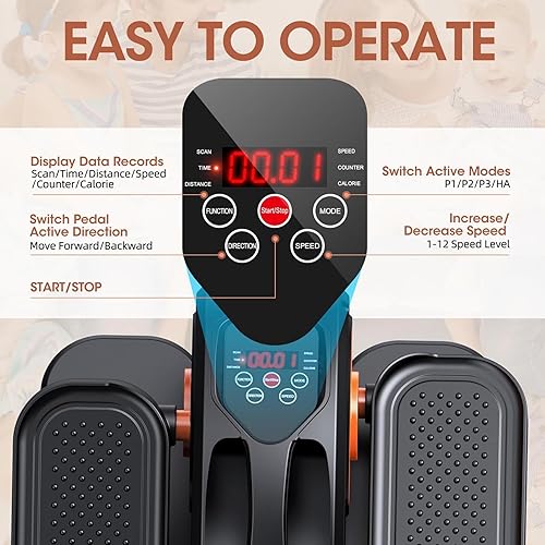 Miniatura 4 de Under Desk Elliptical Machine, 2-in-1 Electric Leg Exerciser for Seniors, Quiet & Compact Pedal Exerciser with Remote, 12 Speed Elliptical Exercise