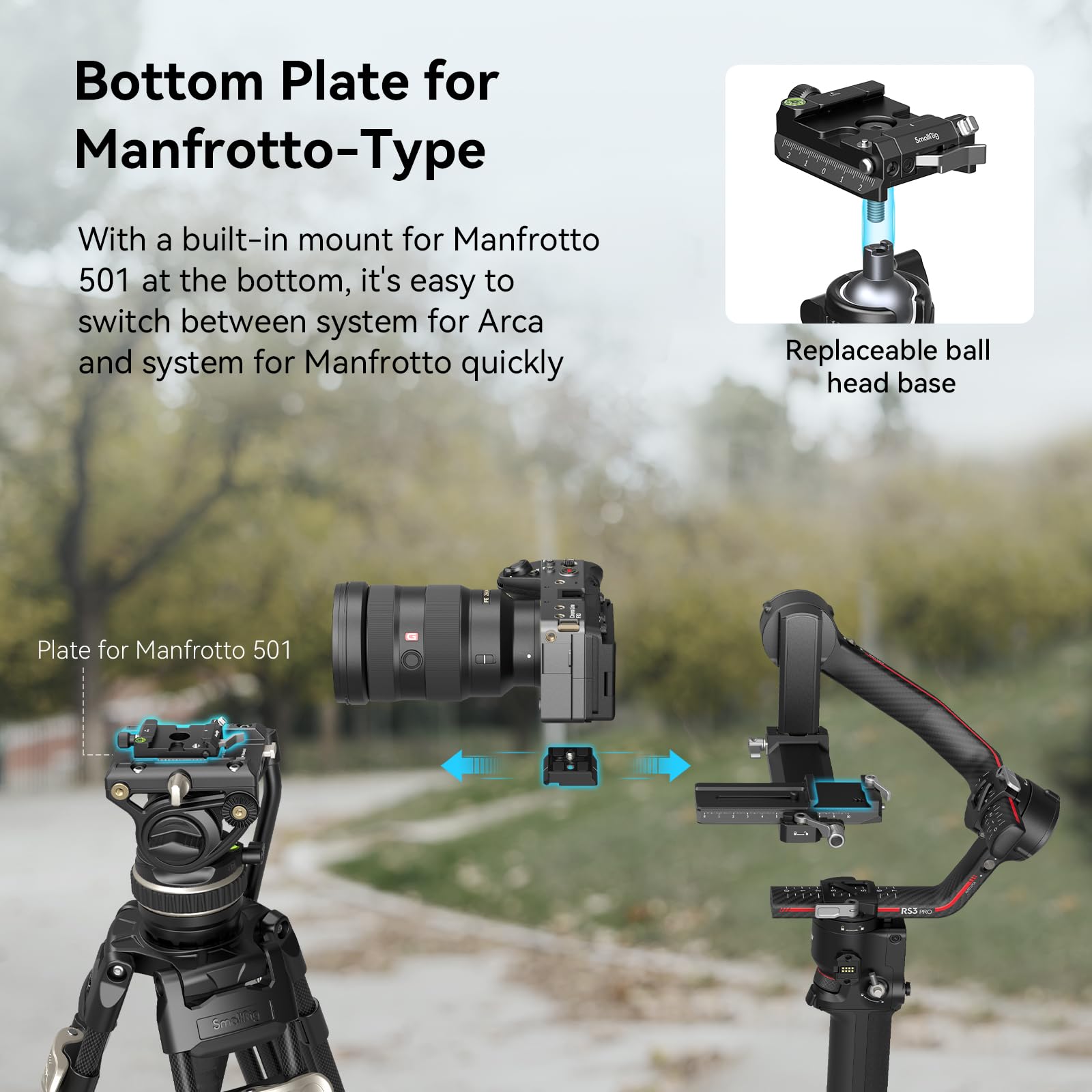 SMALLRIG HawkLock H38-4486 – Piastra QR Per Arca-Swiss Con Blocco A Pulsante, Per Fotocamera E Treppiede