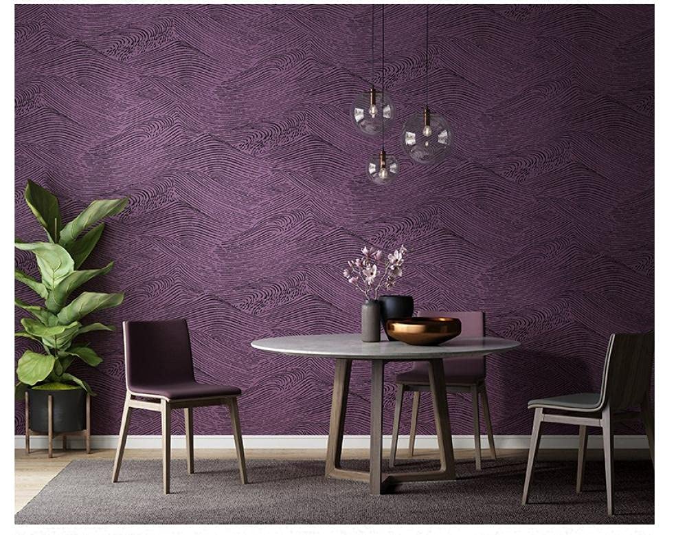 Carta Da Parati Moderna 3D Stile Giapponese Viola Carta Da Parati Adesiva Muro,Wallpaper - Carta Da Parati In Tessuto Non Tessuto Per Soggiorno, Camera Da Letto, Cameretta Dei Bambini 10M X 0,53 M