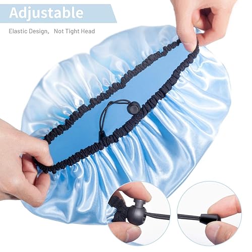 Miniatura 2 de Auban Gorro de ducha para mujer, ajustable, reutilizable, extragrande, gorro de baño impermeable de doble capa, exterior impermeable, forro de EVA,