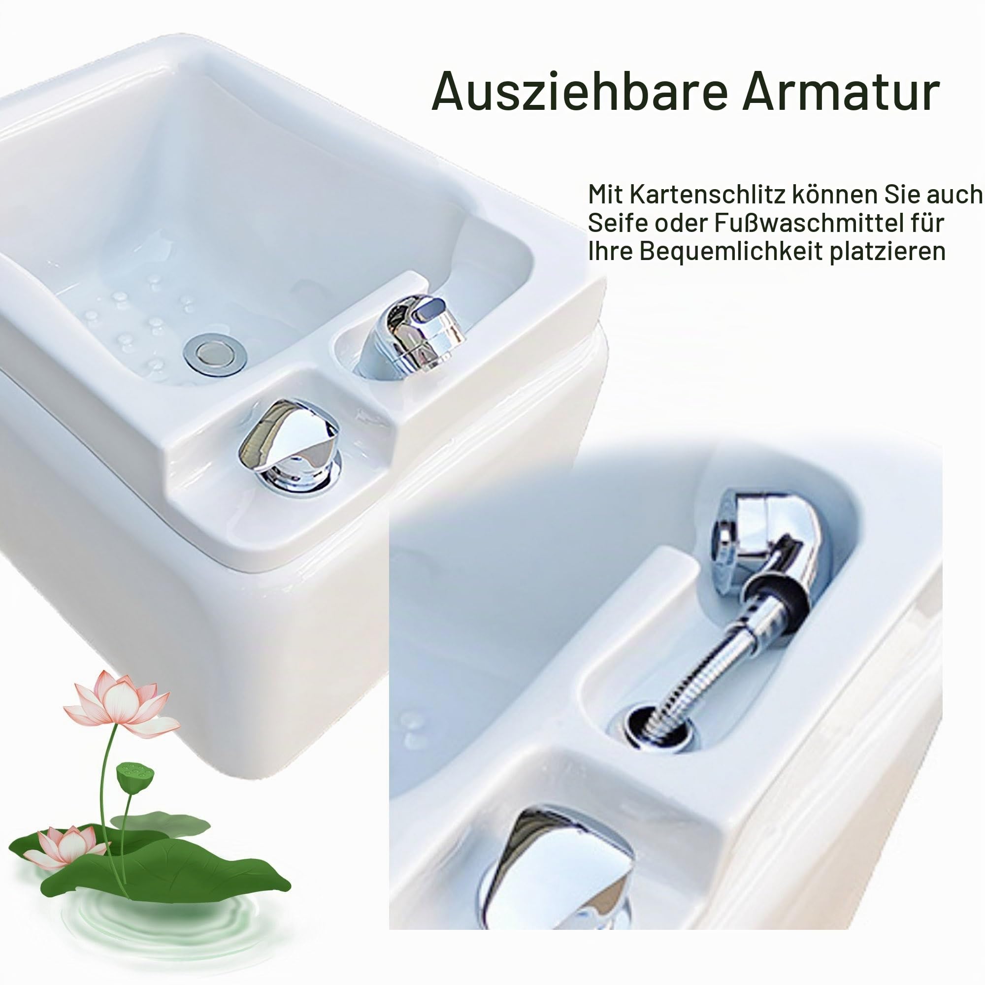 Fußsprudelbad, Quadratische Fußbadewanne aus Acryl, Massage-Fußbad, Pediküre-Schüssel, Pediküre-Fußbad mit Akupunkturpunktmassage, für die Spa-Behandlung zu Hause, Pediküre-Stuhl, Shampoo-Waschbecken