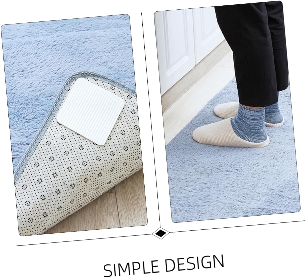 8pcs Non- Carpet Stickers Washable -Skid Adhesive Rug Fixing Pads for Area Rugs Traceless Design Non-Woven for Homes Boys and Girls and Pets
