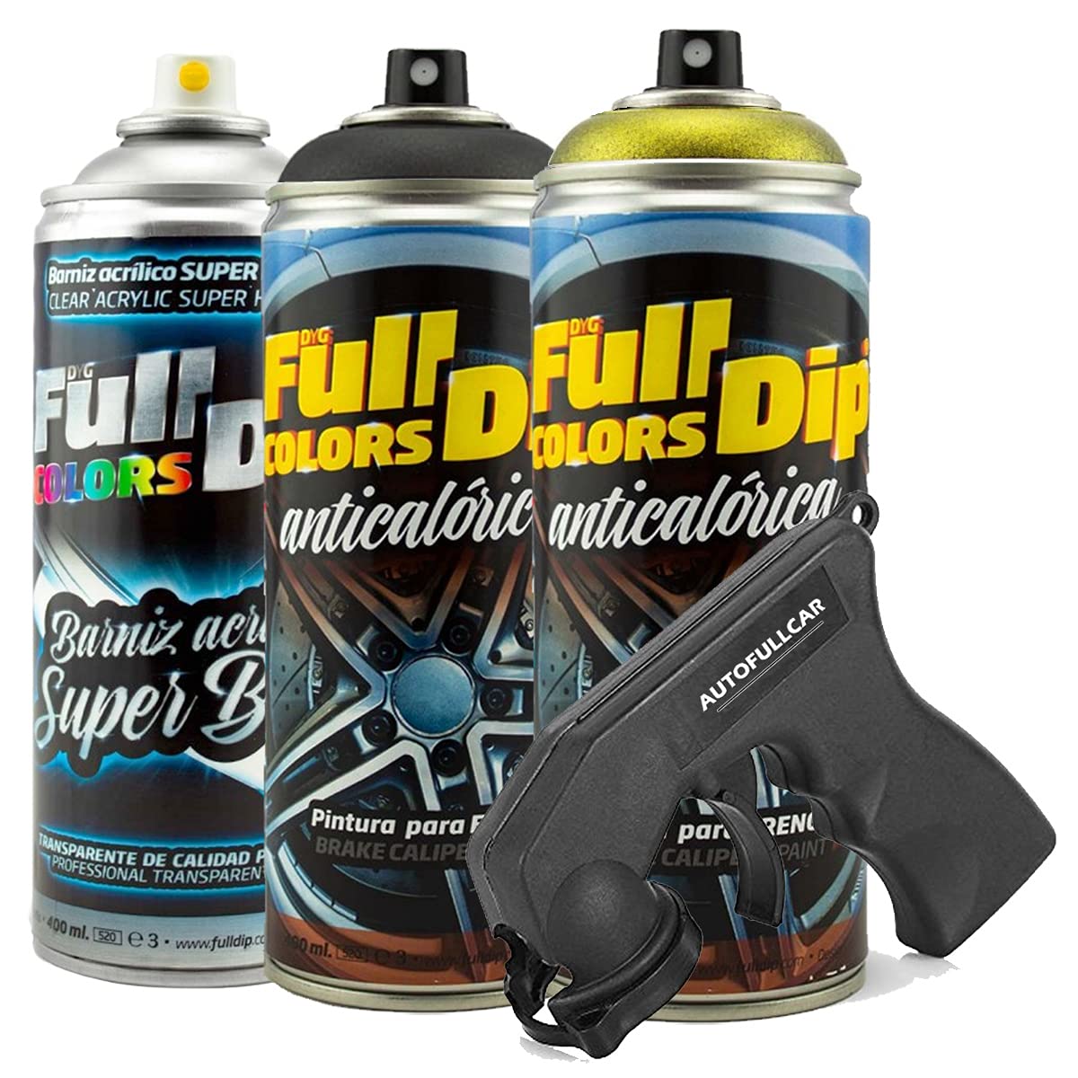 AutoFullCar - Pintura ANTICALÓRICA Acrílica Brillo Full Dip para Pinzas DE Freno - 2 x Spray 400 ml (Rojo Brillo) — view 3