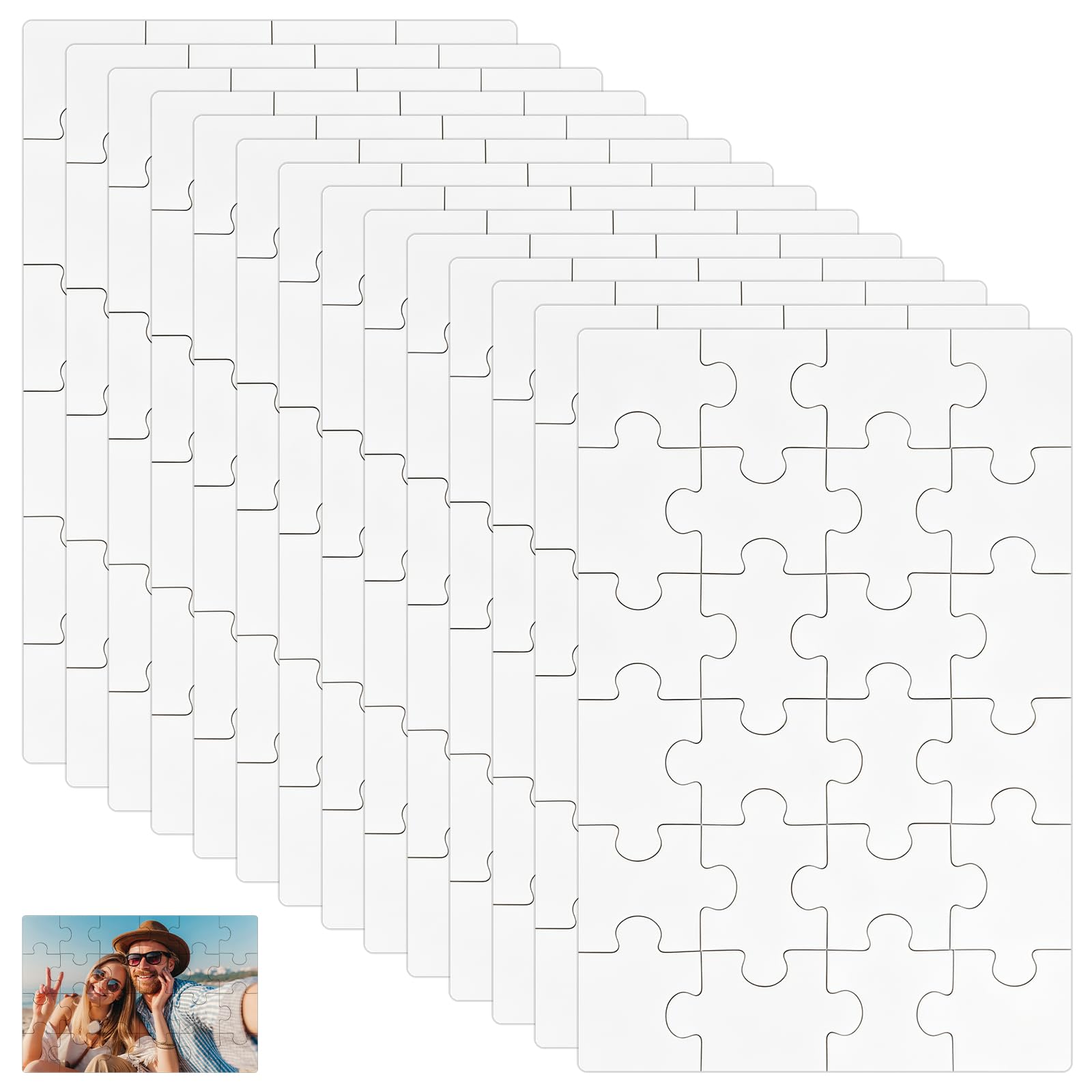 14 Pack Blank Wooden Jigsaw Puzzles for Drawing Painting and Crafts