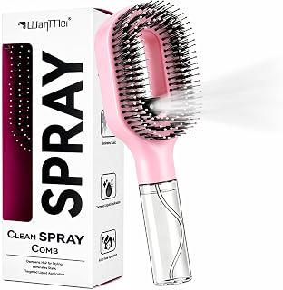 Spray Brush, 2-in-1 Detangler Comb for Kids Curly Hair, Portable, Hot Pink | Refillable Water Tank, Fine Mist Spray, Soft Nylon Bristles, Scalp Massage, Anti-Static
