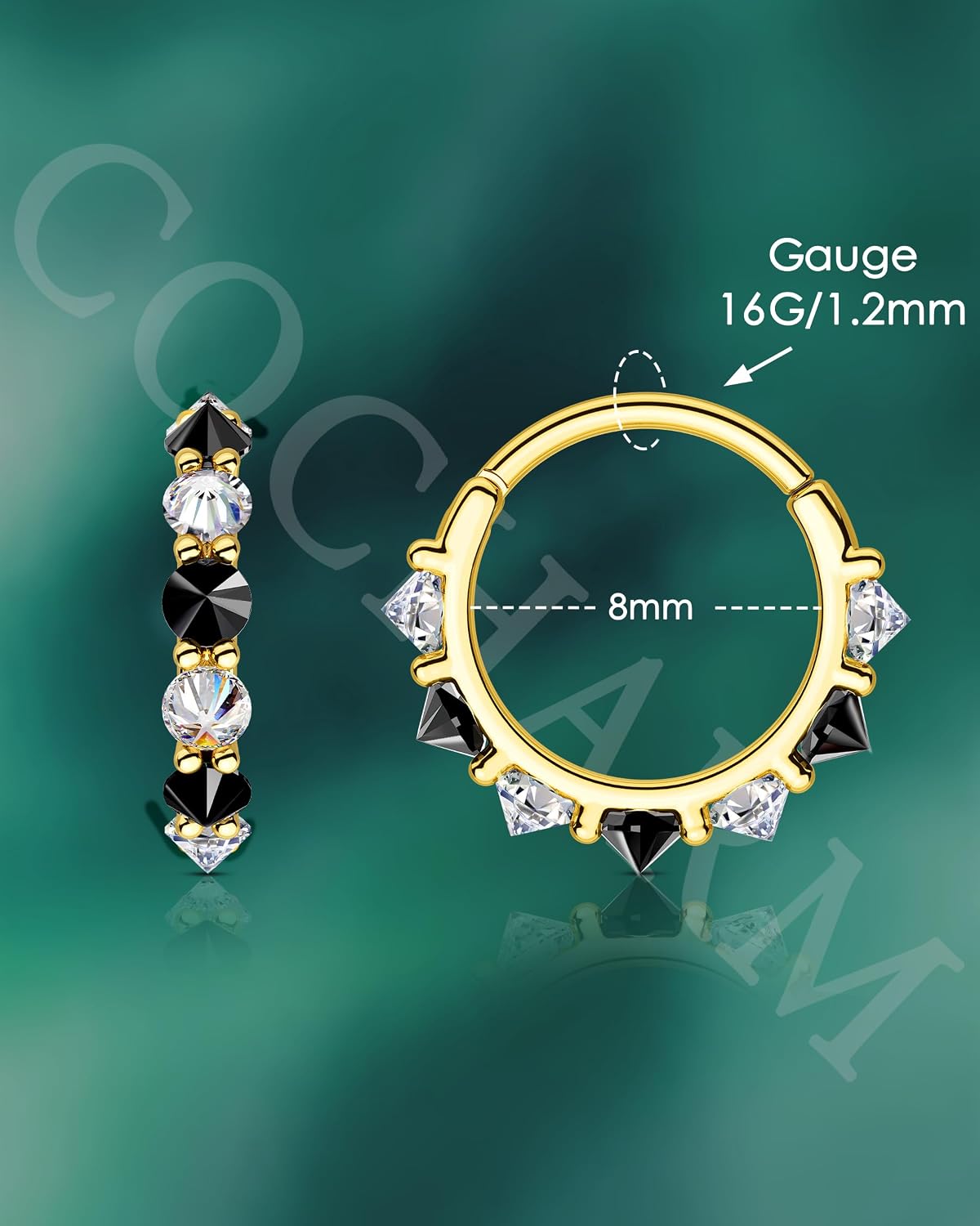 COCHARM Clicker Helix Earrings,16G Septum Nose Rings Daith Piercing Jewelry Stainless Steel 8/10MM Conch Earrings