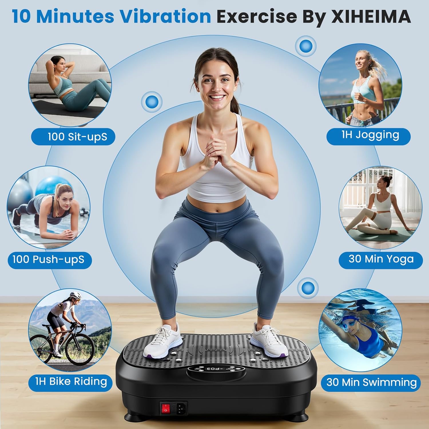 Vibration Plate Exercise Machine for Lymphatic Drainage with 200 Levels, Whole Body Fitness Workout Equipment Stand Shake Board Sport Gym for Weight Loss Fat Burner for Women Men