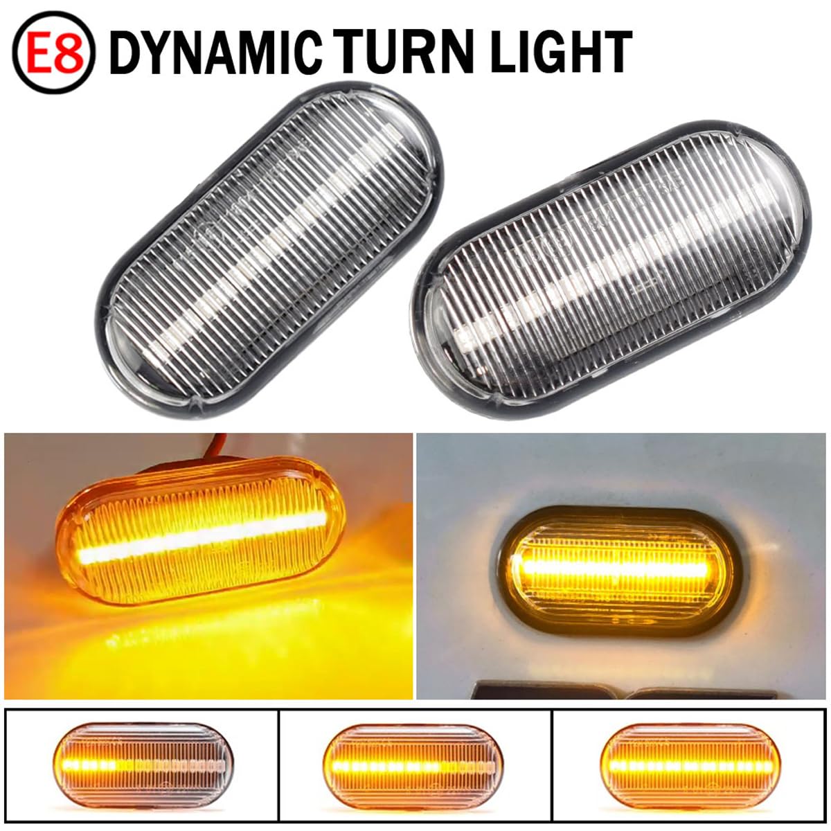 Wzmacniacz ?wiate? obrysowych LED samochodu Dynamiczny kierunkowskaz kompatybilny z Nissanem Tiida C11 Uwaga E11 NE11 Micra K12 NP300 Navara D40 Qashqai J10, przezroczysty obiektyw