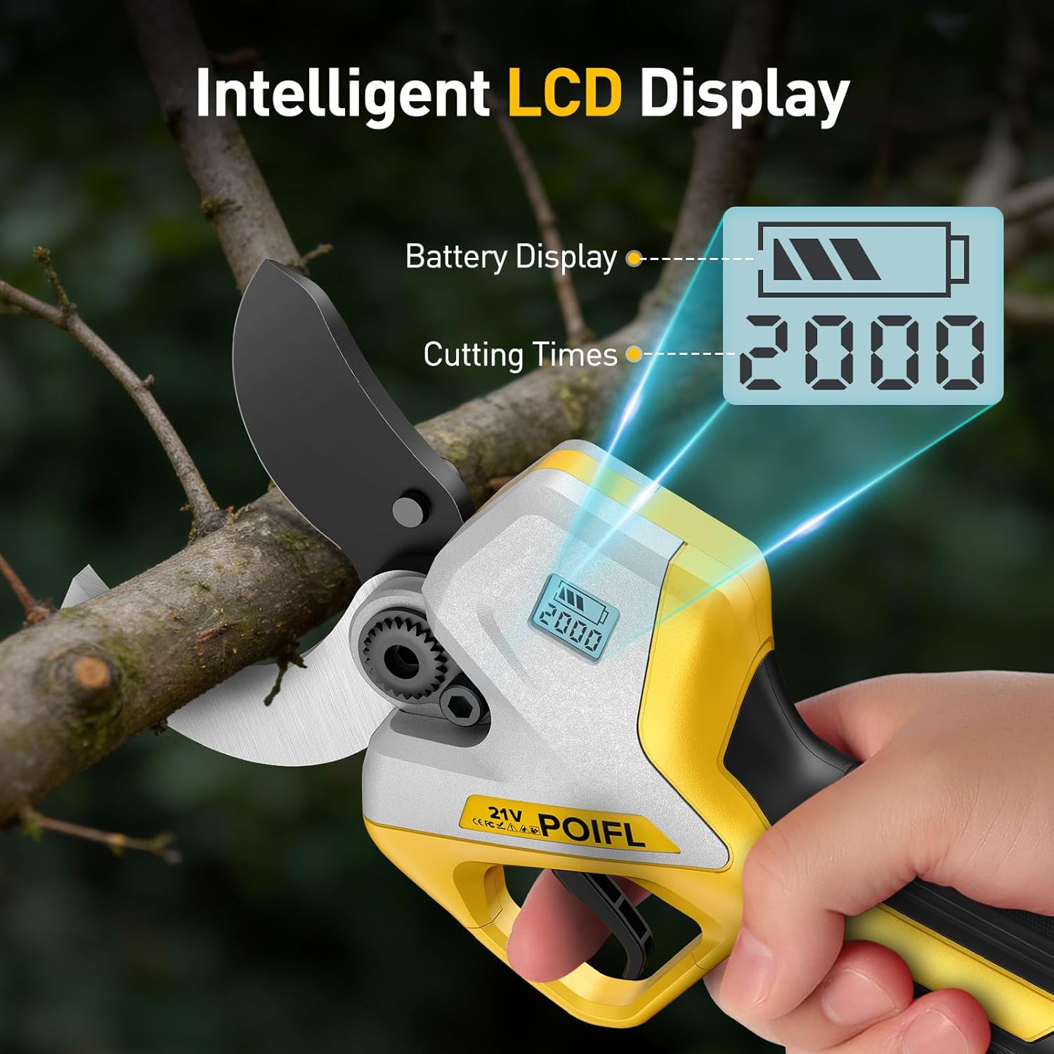 Professional Electric Pruning Shears Cordless 3.0'' Heavy Duty Electric Pruner with Brushless Motor 4.0 mAh Battery Electric Pruners Cordless Pruner for Branch, Fruit Plucking and Tree Trimming