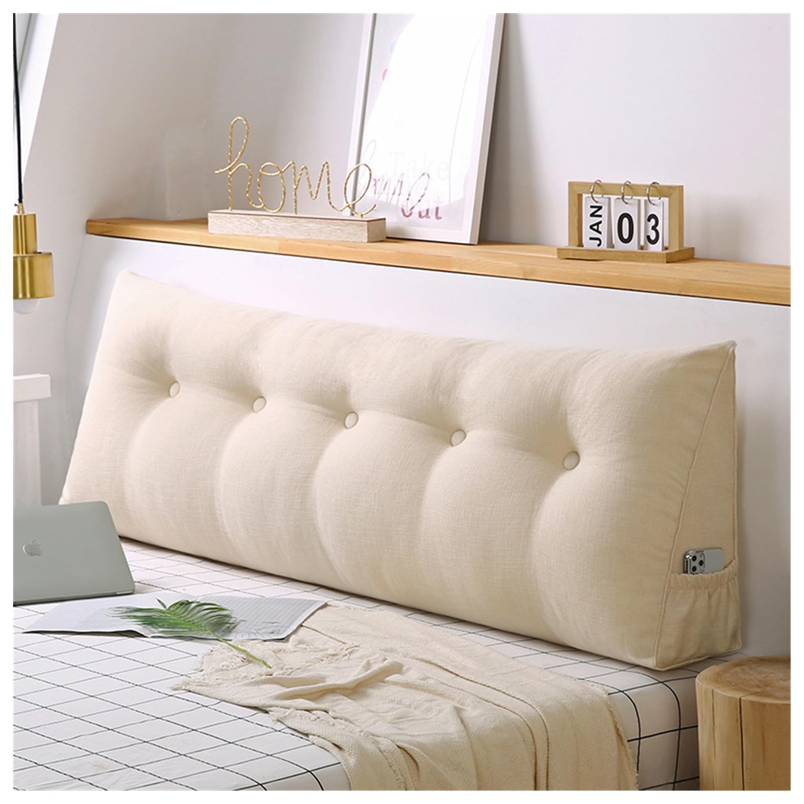 Genérico Respaldo Cama Cojines, Grande Cojín de Respaldo de Lectura, Cojín de Posicionamiento para Sofá Cama con Funda Removible para Camas y Sofás,A-150x50x20cm