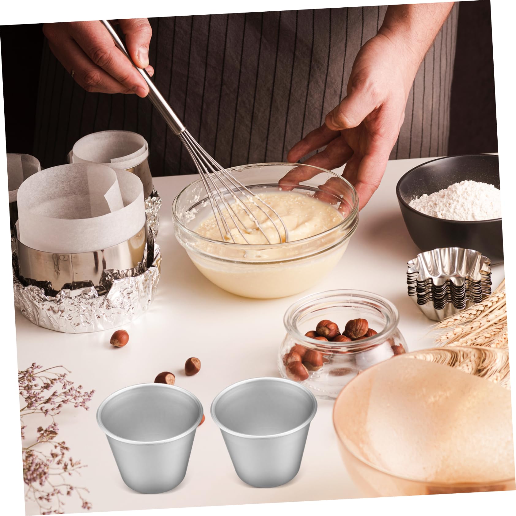 LABRIMP 16piezas Moldes Para Pudding y Muffins De Utensilios De Repostería Para Pasteles y Magdalenas Moldes Antiadherentes Para Hornear y Cocinar Deliciosos Postres