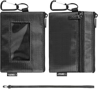 Slim RFID Blocking card holder with ID Window & Keychain - Waterproof, Compact, and Secure for Men & Women - Minimalist Design with Lanyard(Black)