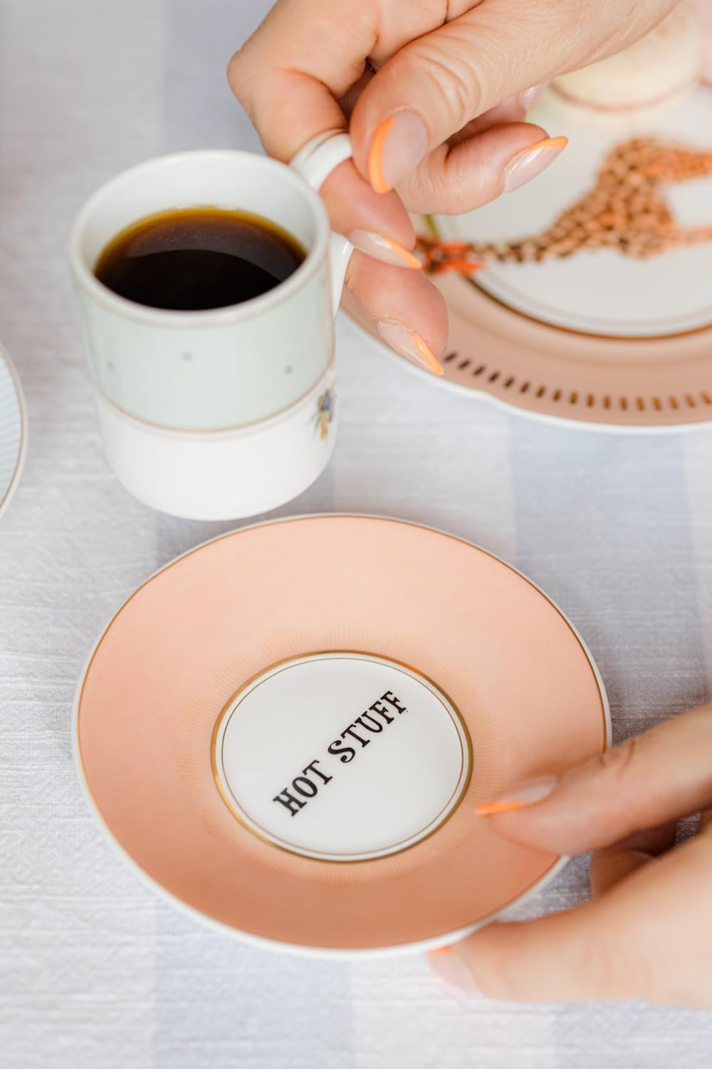 YVONNE ELLEN Slogan Espresso Cup & Saucers, Set of 2
