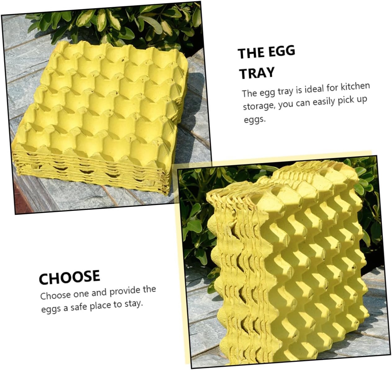 Generic 10pcs DIY Egg Storage Trays Household Egg Holding Containers Made of Natural Paper Pulp Yellow Cartons for Refrigerator Kitchen Use
