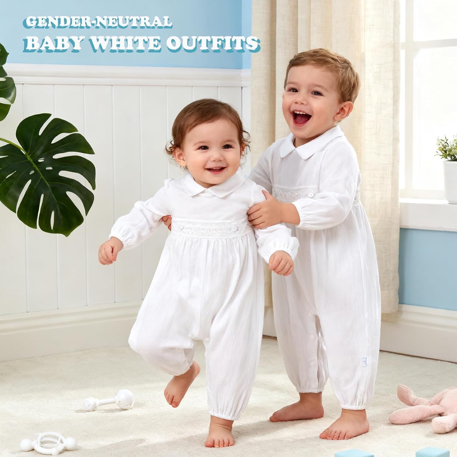 Booulfi Baptism Christening Outfits for Boys Easter White Romper Baby Romper Church Newborn Clothes - Image 2