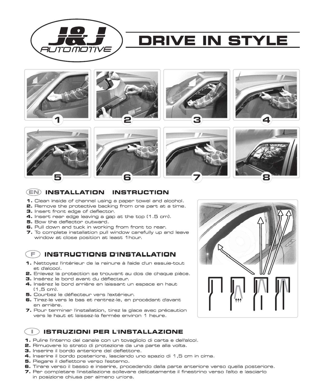 J&J AUTOMOTIVE Windabweiser für Ford Ranger 3 4-Türer 2012-2016 4tlg, Heko Regenabweiser Getönt