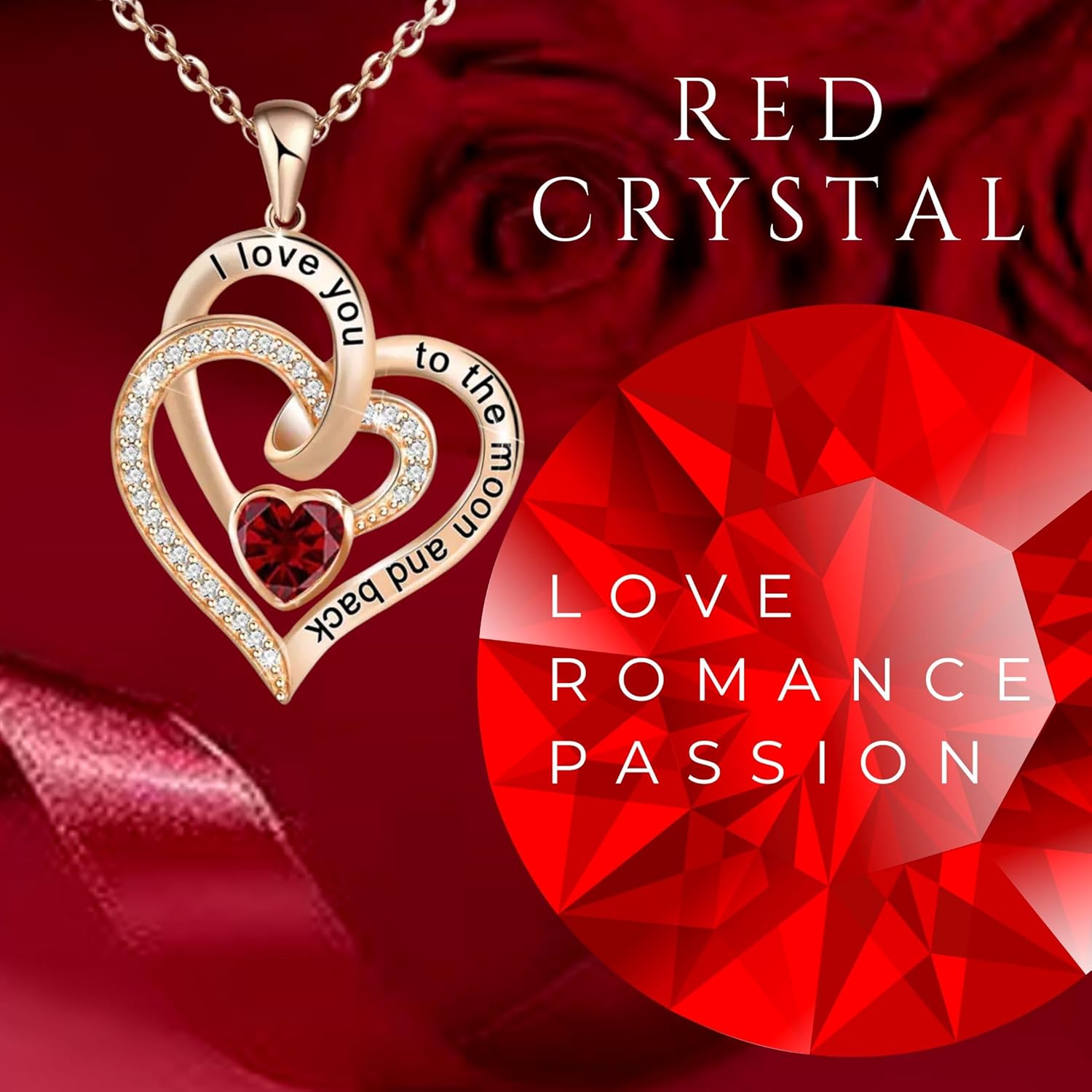 Valentine’s Day Heart Necklace for Women, Romantic Love Pendant with Roses Gift Box and Message Card, Meaningful Jewelry Gift for Girlfriend or Wife - Image 3