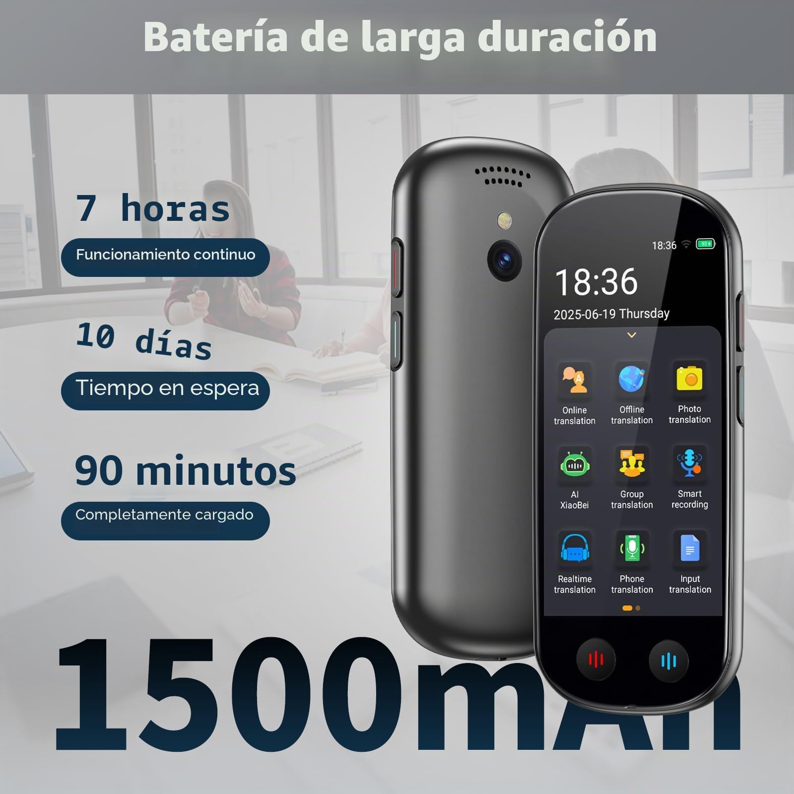 Dispositivo Traductor Con Salida de Voz,Traductor en Tiempo Real | 150 idiomas y Acentos,Con Conexión WiFi,Modo sin Conexión y Reconocimiento de imágenes,ideal para Viajes,Estudios y Negocios
