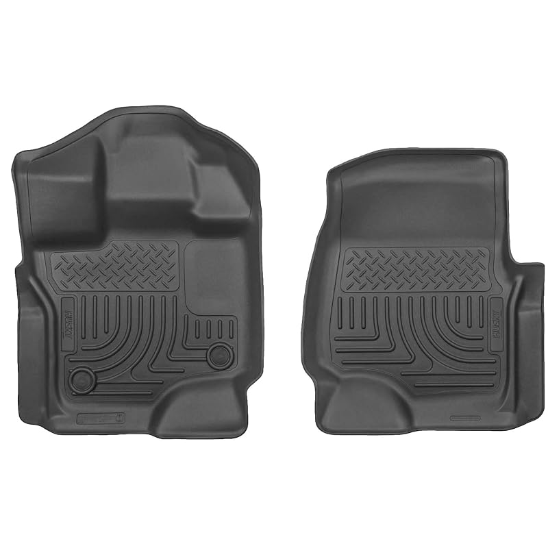 Tapete automotivo dianteiro Weatherbeater Husky Liners preto para Ford F-150 SuperCrew e SuperCab 2015–2026, kit com 2 peças – 18361