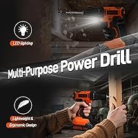 Vista 21 de COMOWARE Juego de herramientas para el hogar con taladro inalámbrico de 20 V, kit de herramientas de mano de 120 piezas para hombres, juego