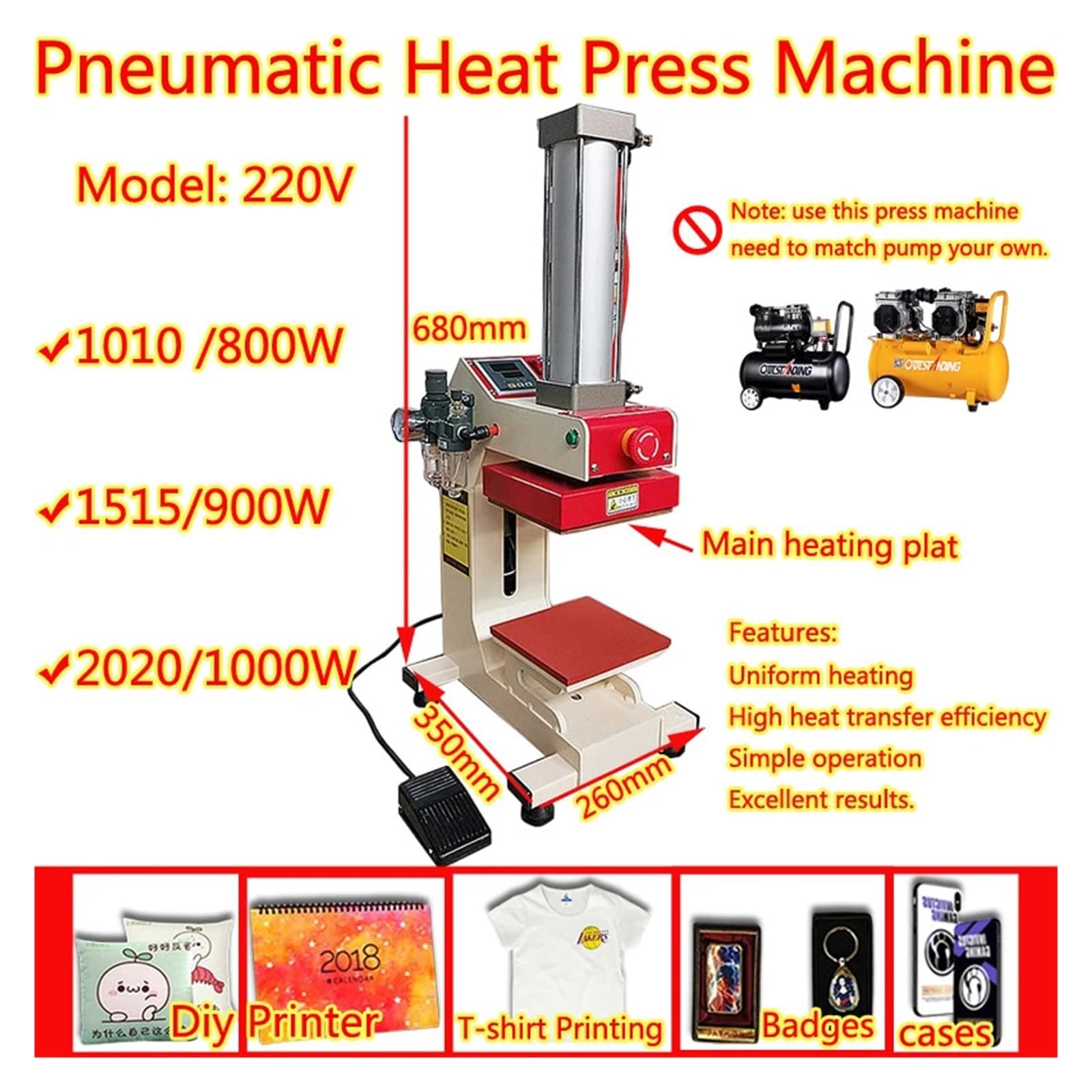 presse chauffée presse à chaud pour t-shirts press Macchina pneumatica automatica for pressa di calore for etichette a sublimazione a lavoro continuo, macchina da stampa for magliette for cuscino for