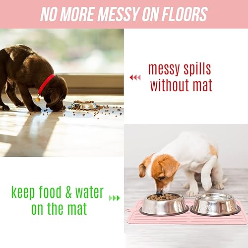Miniatura 5 de Mantel individual para mascotas para perros y gatos, tapete para evitar el desbordamiento de alimentos y agua, tapete portátil y plegable, adecuado