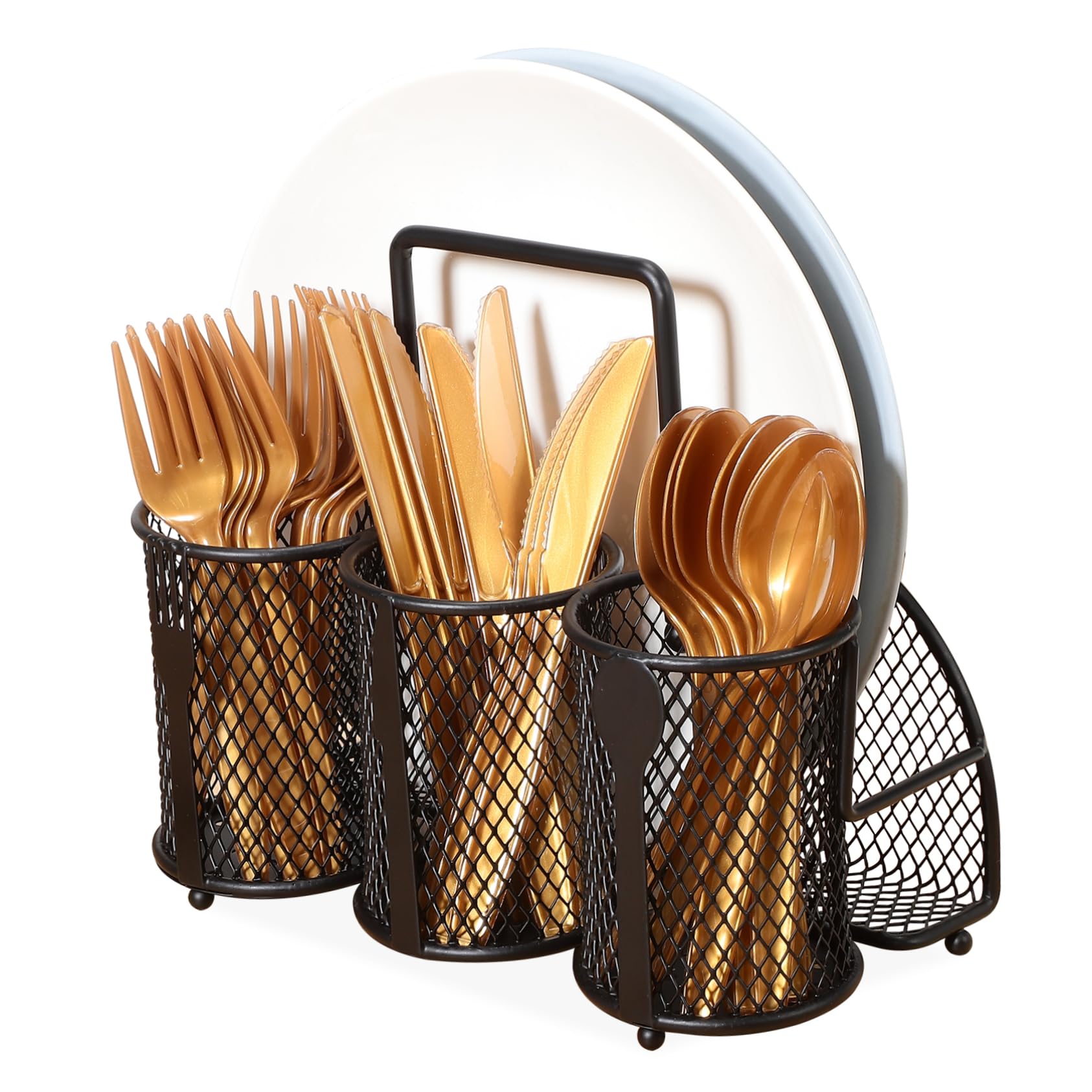 MUCKLILY Metal Utensil Holder Stable Cutlery Organizer for Outdoor Parties Picnics and Camping Storage Container Space Saving Design Easy to Clean and Maintain