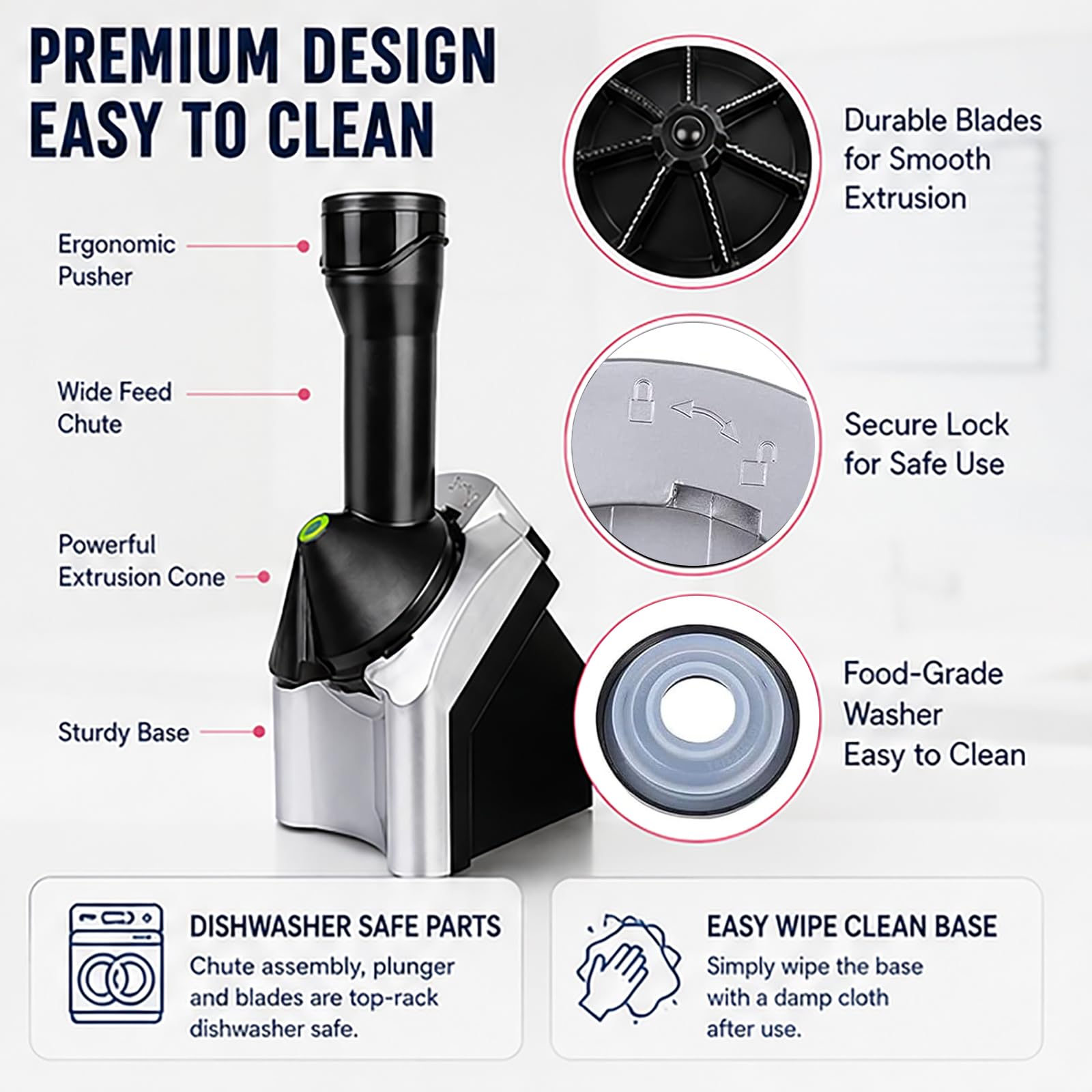 Máquina de helado casera para postres congelados, máquina de servir suave para fiestas familiares, fácil de limpiar