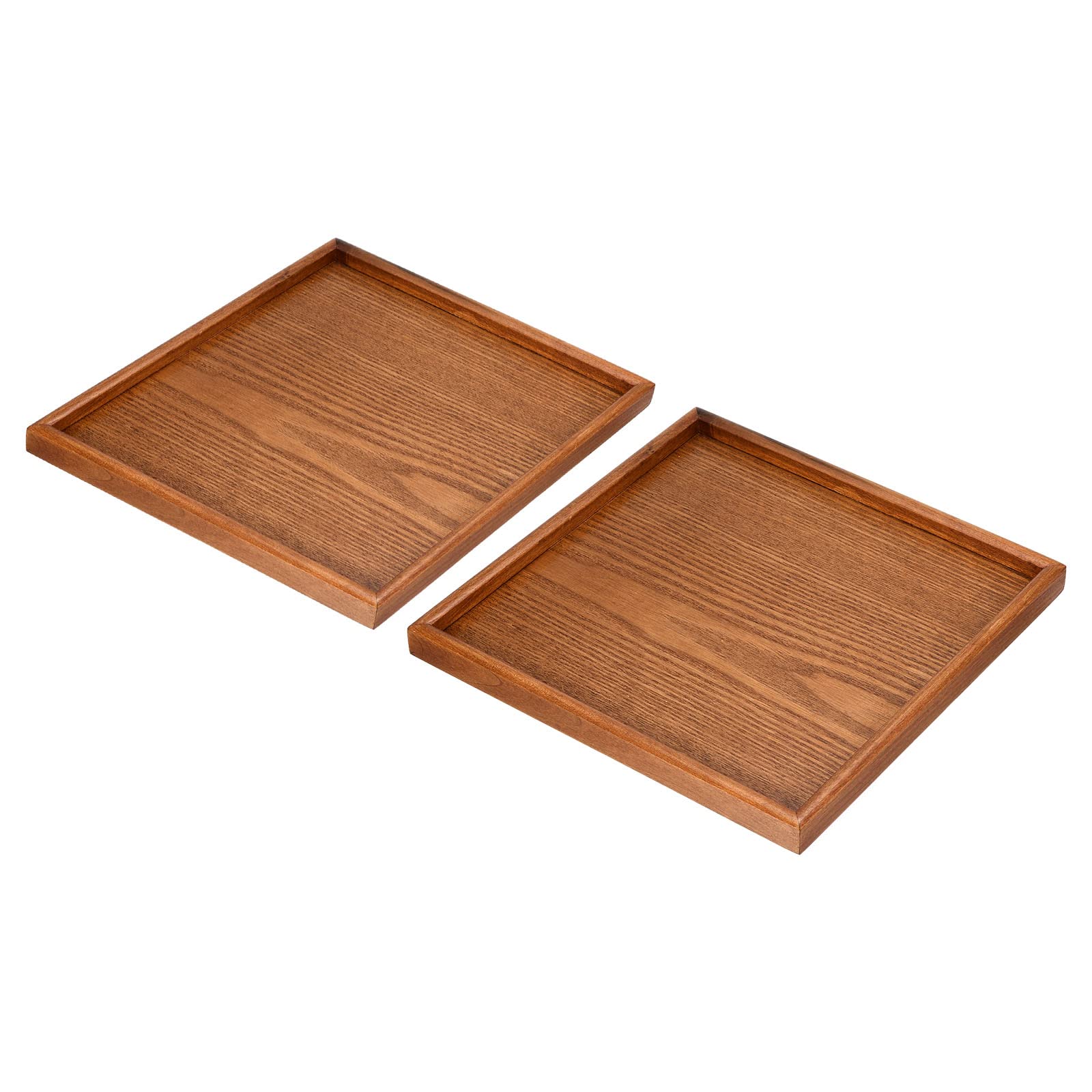 PATIKIL Wood Serving Tray 12 Inch, 2 Pack Square Decorative Platter for Home Decor Kitchen Table Candle Holder Brown