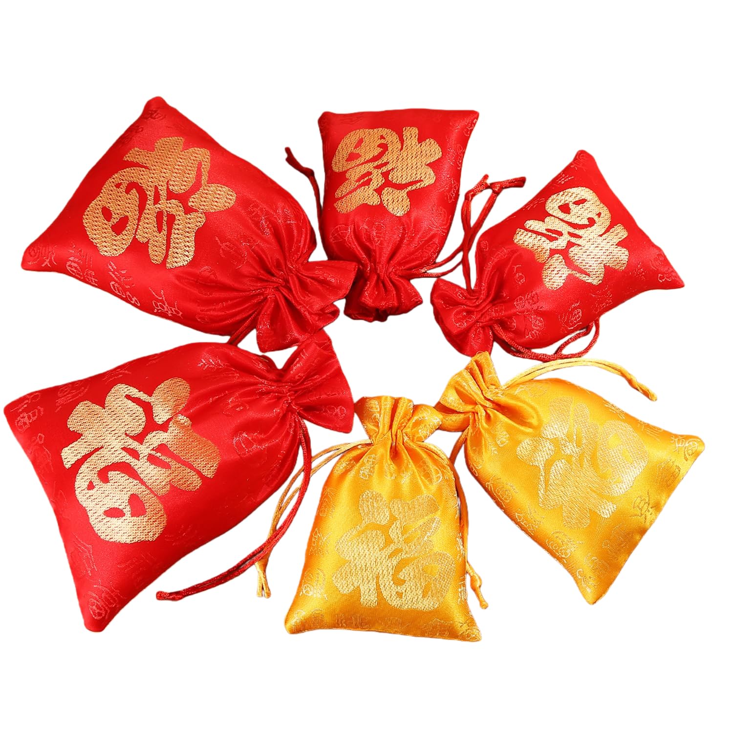 Amazon.co.jp: LOONEO 幸運福袋 中国旧正月ギフト 幸運巾着袋 刺繍