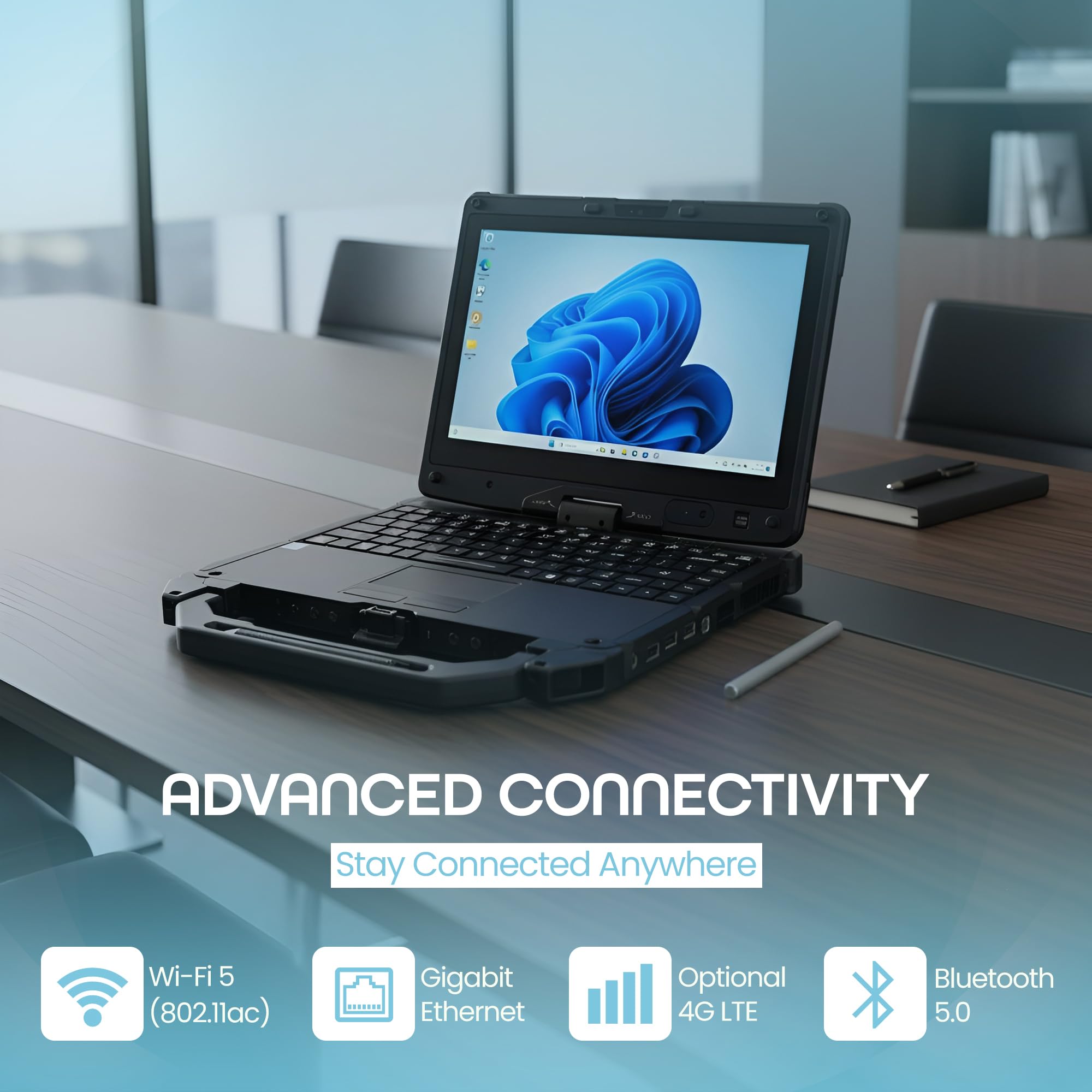 Refurbished Getac V110 G5 Rugged Convertible Laptop, i5-8265U, 16GB RAM, 256GB NVMe SSD, 11.6" FHD 800 Nits LumiBond, Hot-Swap Battery, Windows 11 Pro, 4G LTE, IP65 Used Condition 1 Year Warranty — view 5