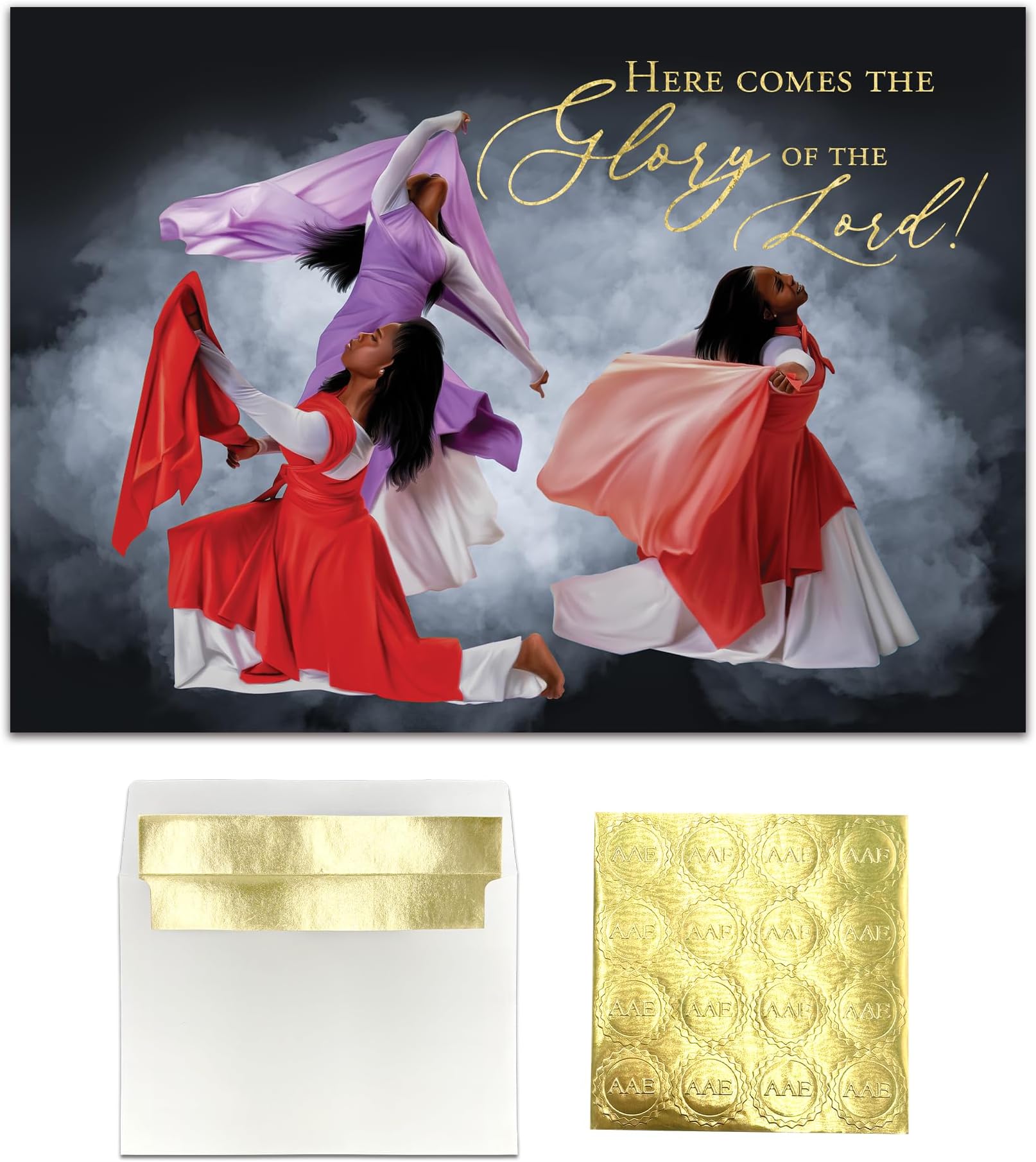 Boxed Christmas Cards Set with Foil-Lined Envelopes and Sticker Seals, 15 Embossed Religious Holiday Greeting Cards, 5x7 Format – Glory to the Lord