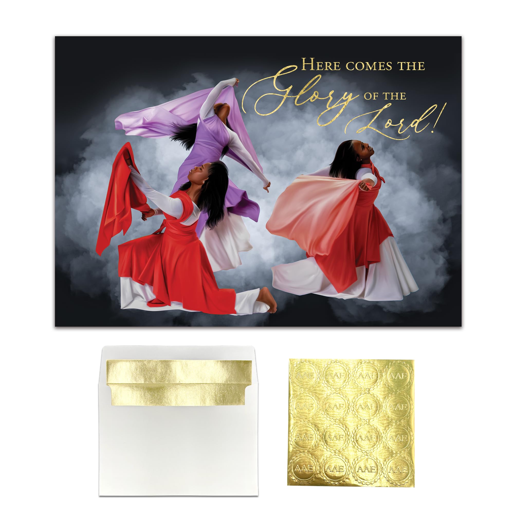 Boxed Christmas Cards Set with Foil-Lined Envelopes and Sticker Seals, 15 Embossed Religious Holiday Greeting Cards, 5x7 Format – Glory to the Lord
