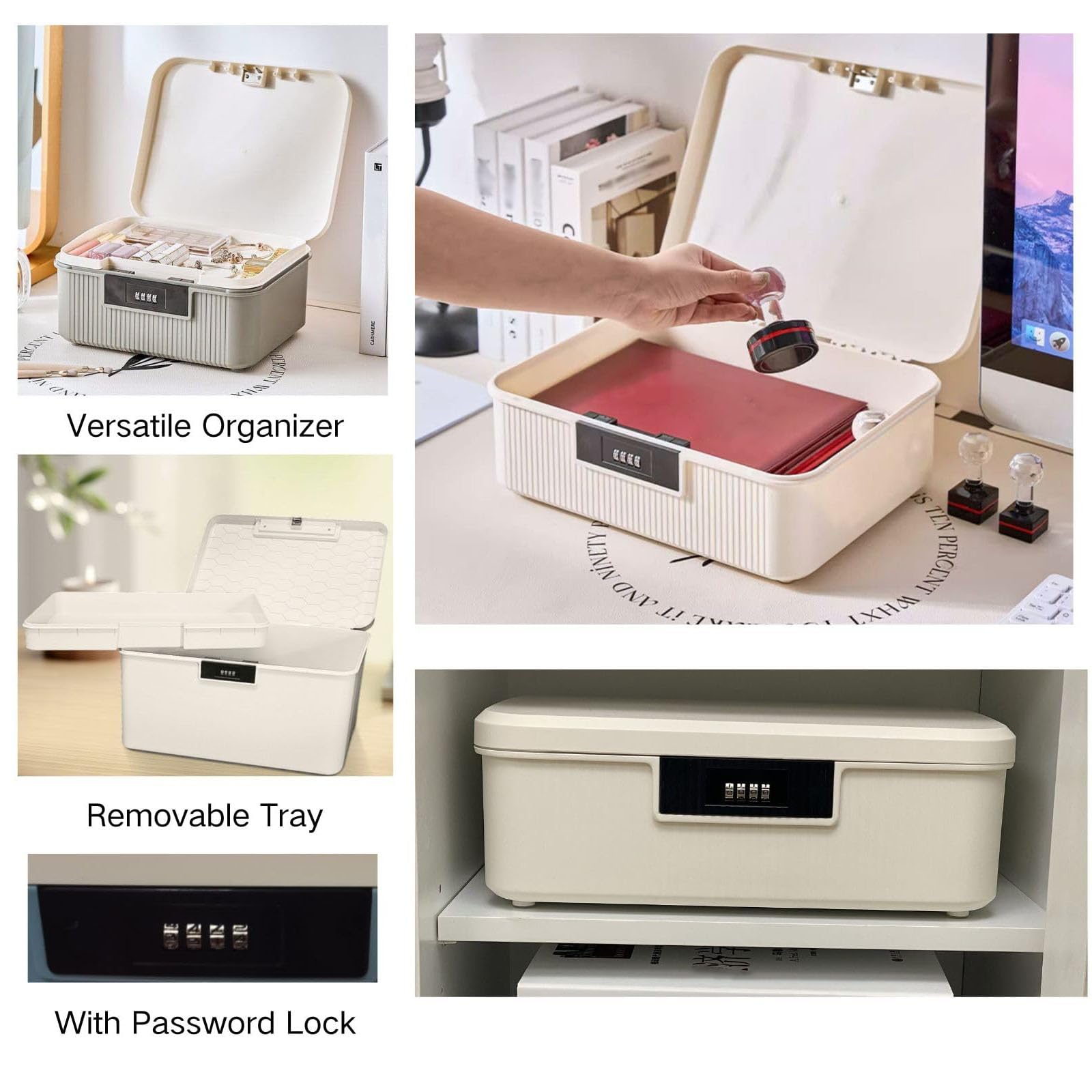 Scatola archiviazione File riservati con codice a 4 cifre Personalizzabile Contenitore Chiusura in ABS da 9 Litri per Scatola archiviazione Documenti per Ufficio Domestico
