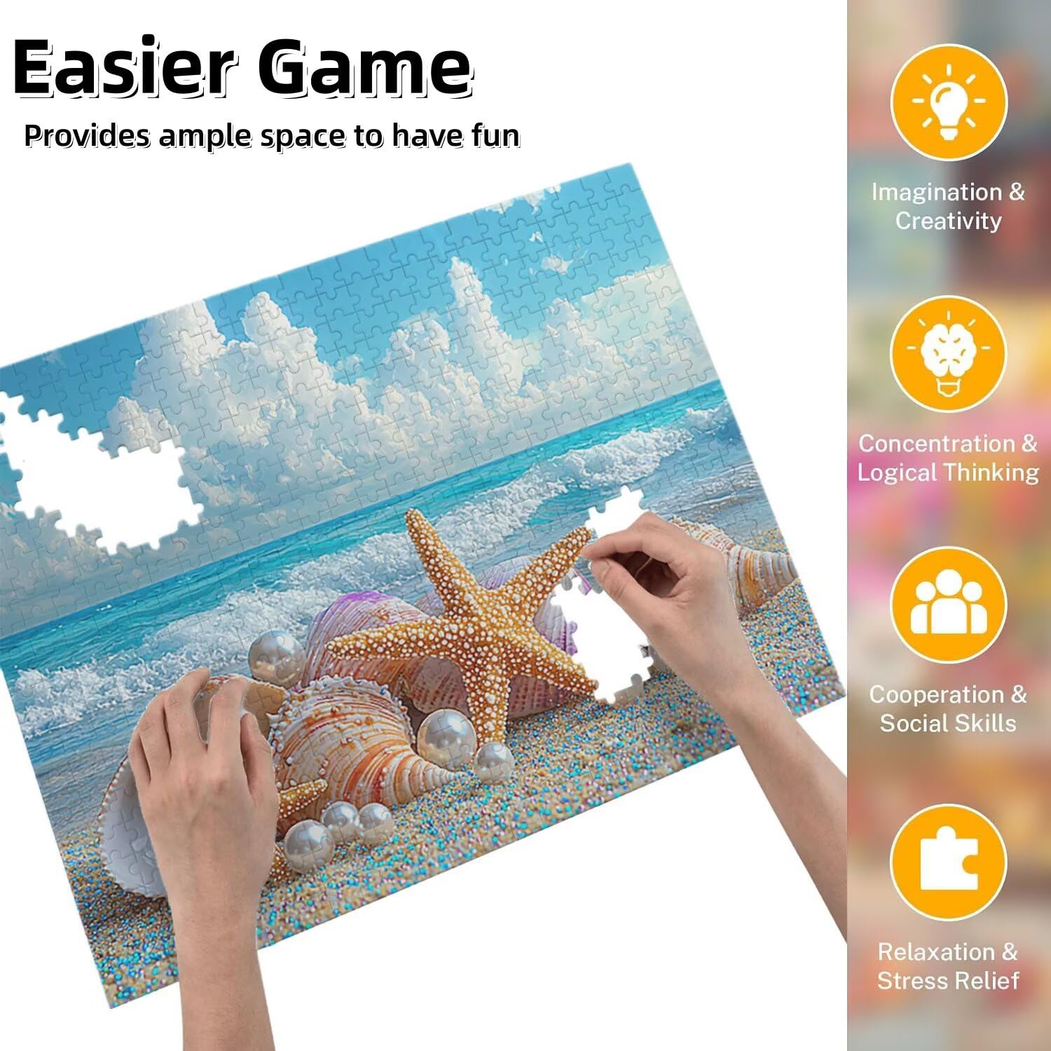 Jigsaw Puzzle, 5000 Pezzi Puzzle Classici, Spiaggia Puzzle Rilassamento Intelligence, Mpossibile Difficile Puzzle Impegnativo per Adulti Puzzle Gioco Familiare, Regalo per Amore Stelle Del Mare fr0885